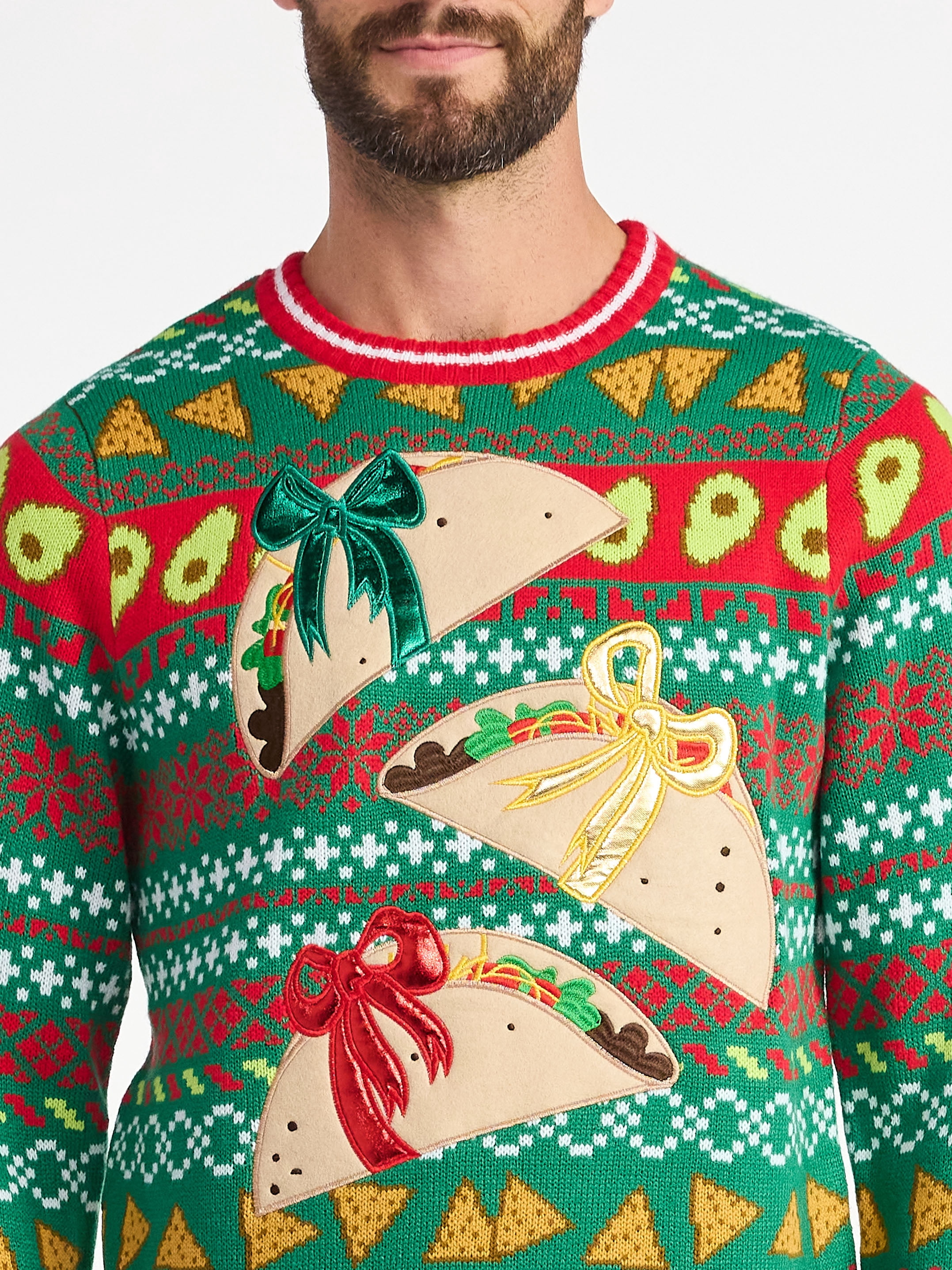 Jolly Sweaters Men's Tacos Presents Christmas Sweater, Sizes S-3XL