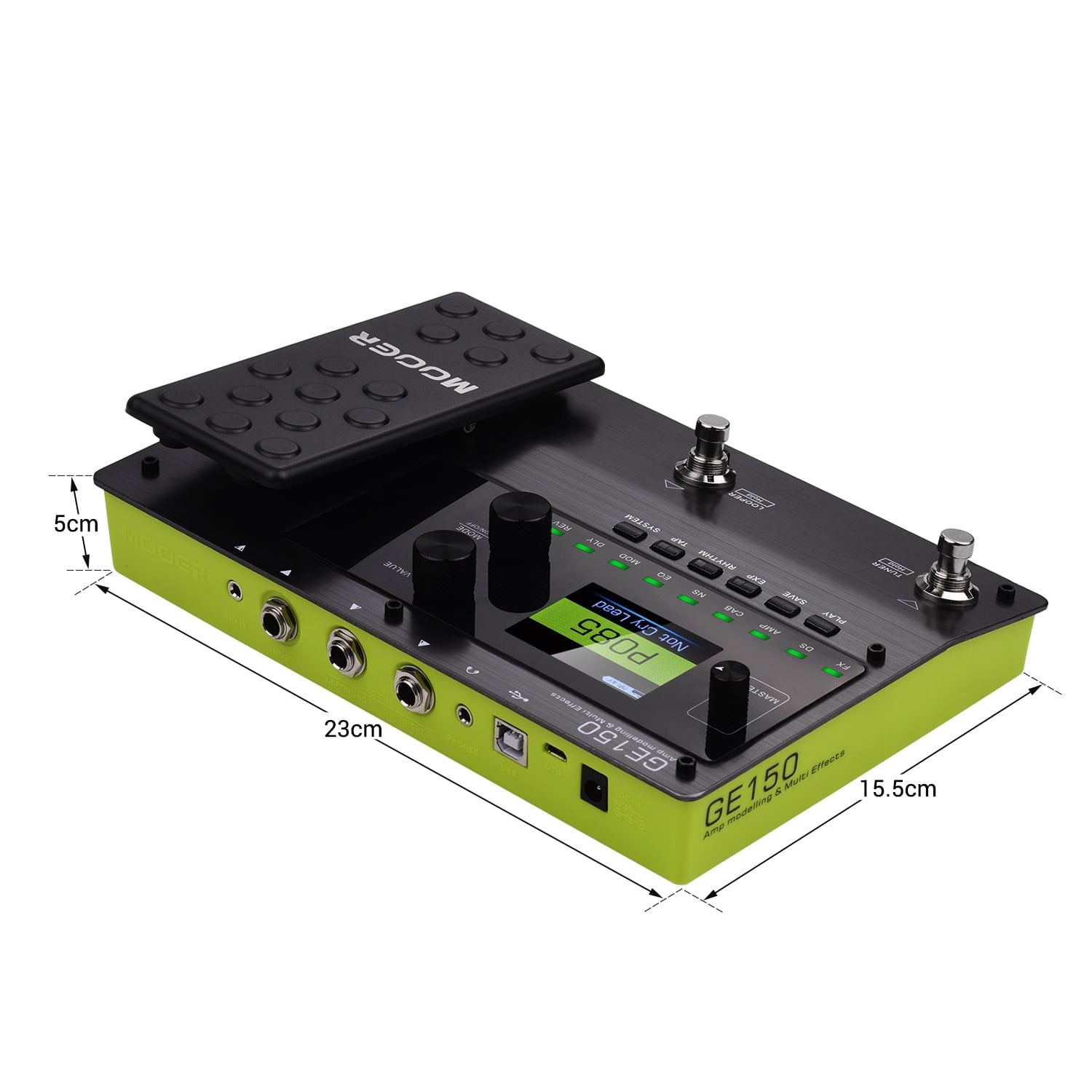 MOOER GE150 Amp Modelling & Multi Effects Pedal 55 Amplifier Models 151 Effects 80s Looper 40 Drum Rhythms 10 Metronome Tap Tempo OTG Function