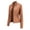 Brown, variant on New Women Slim Leather Stand-Up Collar Zipper Stitching Solid Color Jacket