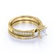 thumbnail image 3 of JeenMata Anillo de Boda Estilo Victoriano de Tres Piedras con Pavé de Diamantes de Talla Princesa Engastado en Oro Amarillo de 10 K, 3 of 4