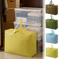 thumbnail image 1 of Bolsa de almacenamiento de gran capacidad 23,6x11,8x19,7 pulgadas – polietileno resistente, repelente al agua, doble asa de asa, organizadora de ropa y viaje, verde militar/bronce/azul/amarillo, 1 of 6