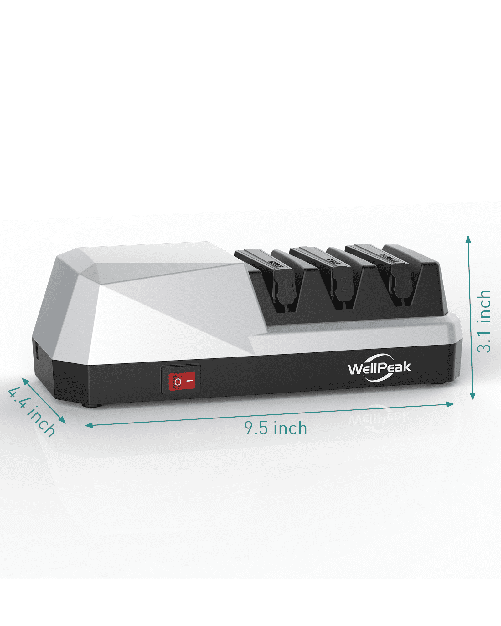 WELLPEAK 3-Stage Electric Knife Sharpener for Kitchen 18/20-Degree Knifes, Diamond Abrasive Sharpening for Straight Edge Chef Knives, Ceramic Hone for Chef Knives, Serrated Knives Polishing