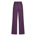 thumbnail image 4 of Roncen Women's Solid-Color Casual Pants - Sporty Elastic Waist Trousers with Drawstring & Cotton-Linen Look Pockets, 4 of 5