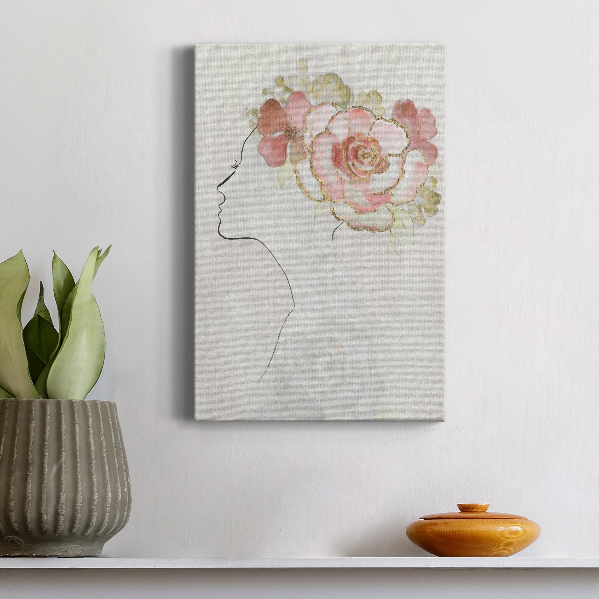Fashion Floral Silhouette II Premium Gallery Wrapped Canvas - Ready to Hang - 18 x 27