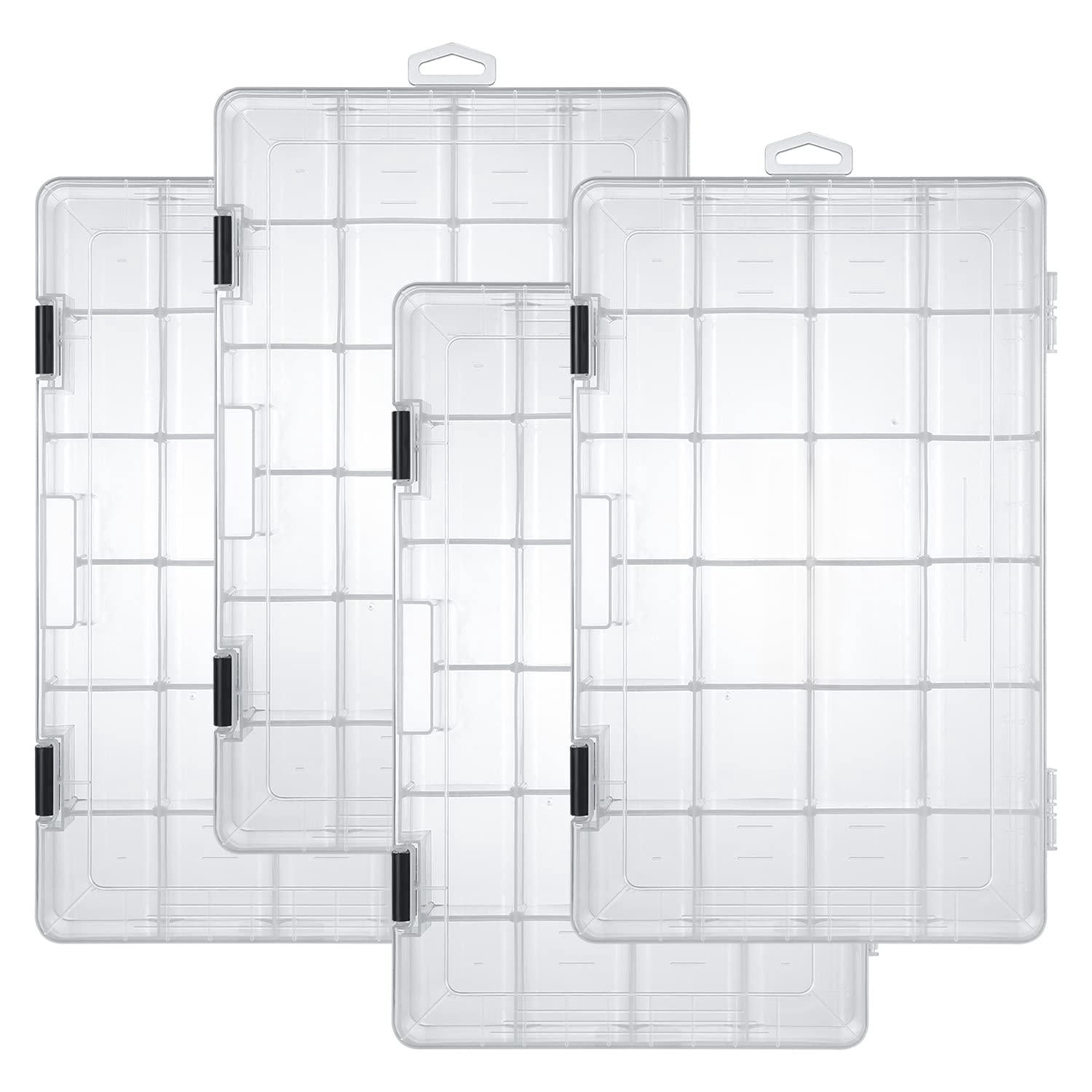 Fishing Tackle Boxes  3600 3700 Trays With Adjustable Dividers Clear Plastic Box Organizer Storage For Lure Bait Hook Craft Beads Earring Container 3 Or 4 Packs