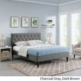 thumbnail image 2 of Noble House Kwan Contemporary Upholstered Fabric Low-Profile Queen Bed Frame, Charcoal Gray, Black, 2 of 9
