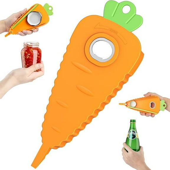 Jar Opener Bottle Opener for Weak Hands, Seniors with Arthritis and Anyone with Low Strength, Get Lids Off Easily, Carrot Shaped with Magnets for Decorate Fridge, Best Gift for Kitchen Gadgets