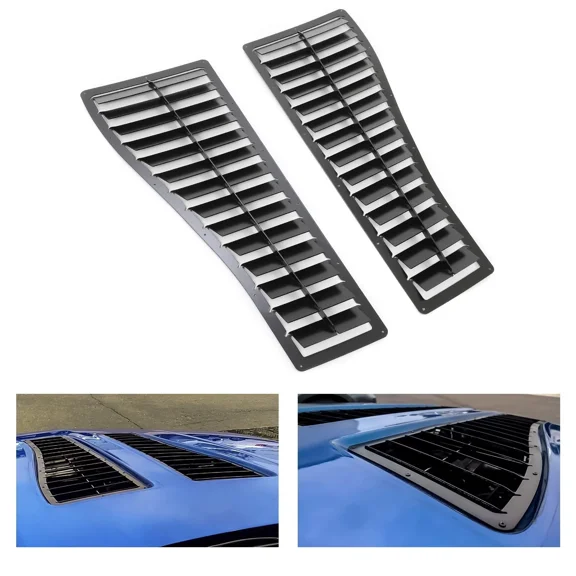 HECASA Hood Louver for 1985-1990 Chevy Chevrolet Camaro Z28 IROC-Z IROC Inserts Air Vent Powder Coated Steel Black
