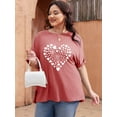 thumbnail image 4 of XCHQRTI Womens Oversized Love Shirt Half Sleeve Summer Tee Graphic Valentine's Day Plus Tops, 4 of 7