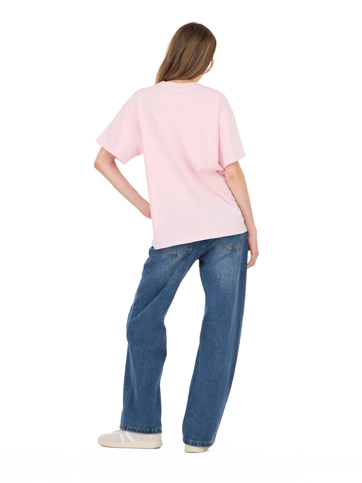 Forever 21 Women's Oversized Graphic Tee, Relaxed Fit Short Sleeve T-Shirt, Casual Streetwear Everyday Style Top, Pink, XXS-4X