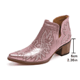 thumbnail image 2 of SACFOF Women's Cowboy Boots Cowgirl Ankle Pointed Toe Chunky Heel Cutout, 2 of 6