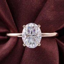 solitaire jewels 2.75CT Oval Moissanite Hidden Halo Engagement Ring For Women, 18K Rose Gold