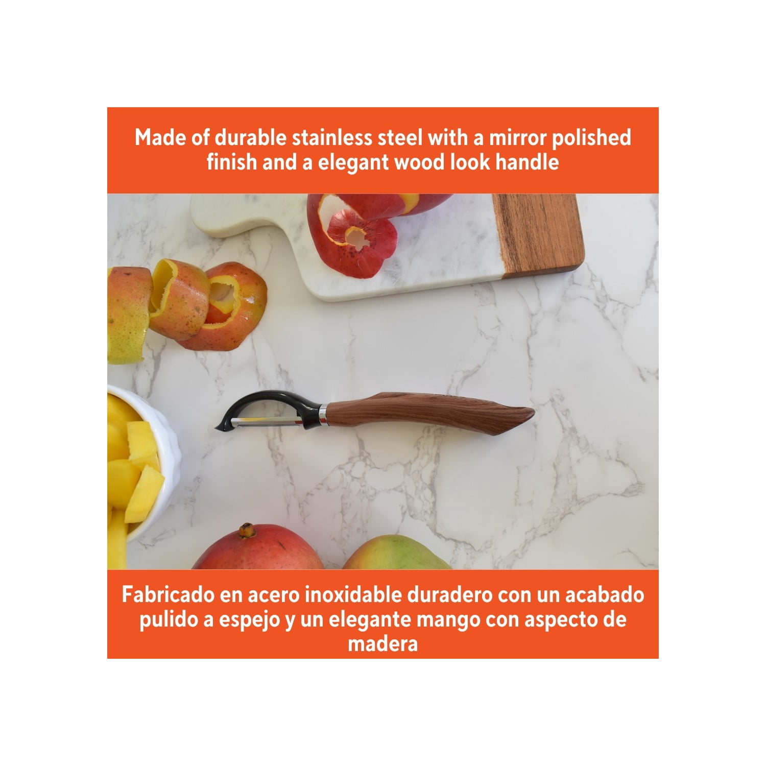 IMUSA  Chef WL Stainless Steel Peeler with Wood Look Handle