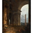 thumbnail image 2 of Hubert Robert 20x22 Gold Ornate Framed and Double Matted Museum Art Print Titled - The Obelisk (1787), 2 of 4