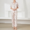 thumbnail image 2 of Gibobby Pijamas mujer invierno Camisón de mujer Conjunto de pijamas Conjunto de lencería de mujer Sexy Nuevo Traje de sexy Satén Top de manga corta y pantalones(Rosa,G), 2 of 5