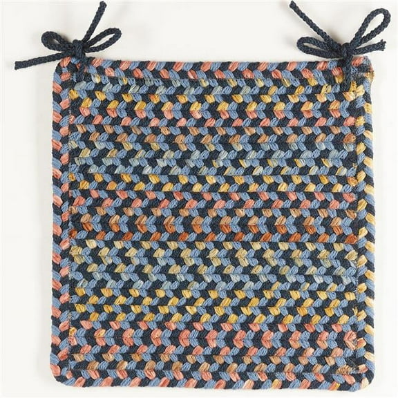 Rhody Rug WO11A015X015B-4 Woodstock Chair Pads, Indigo & Multi Color - Set of 4