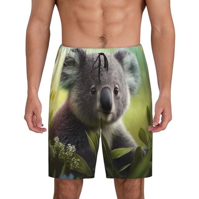Fotbe Daisy Koala Pantalones Cortos de Pijama para Hombre, Ropa de Dormir, Pantalones de Pijama Cortos para Hombre-Small