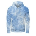 thumbnail image 6 of Men's Loose-fitting Casual Tie-Dye Gradient Print Hooded Drawstring Jacket Sports Sweatshirt for Winter Fashion Christmas,Light Blue,XL, 6 of 9