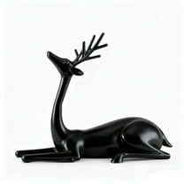 PuSpu Christmas Decorations - Black Reindeer Statues - Modern Plastic Xmas Figurines - Elegant Indoor Holiday Decor - Table Centerpieces - Ideal for Living Room Bedroom Office