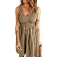 thumbnail image 1 of Vestido sin mangas, vestido de mujer, vestido de verano con escote en V y cintura alta, máxima confiabilidad, 1 of 6