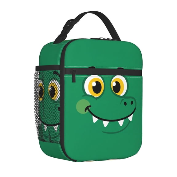 Crocodile Lunch Bag, Aesthetic Whimsical Animal Art Insulated Bento Container, Reusable Quality Thermal Handbag, Stylish Meal Box For Office Work