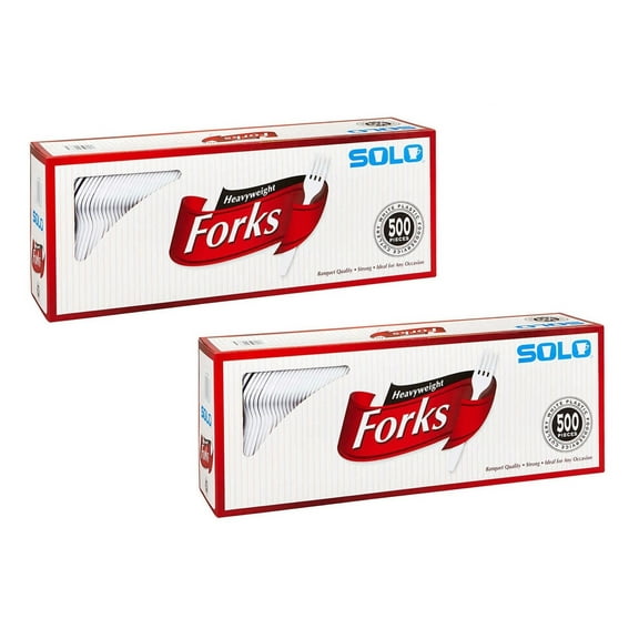 Heavyweight Plastic Cutlery, Forks, White, 6.41", 500/Carton (2 Boxes of 500)