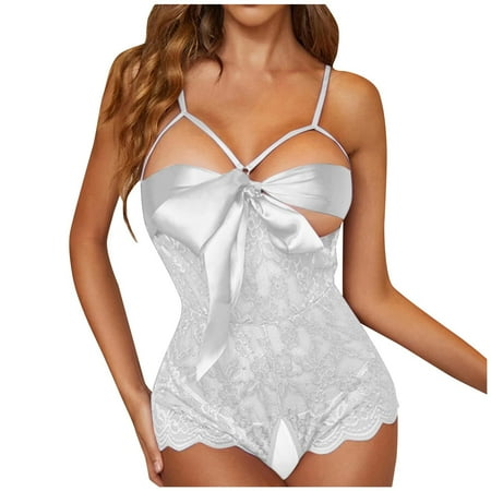 Tbopshirt Lingerie for Women Plus Size Clearance Up to 50% off Womens Lingeries Lace Underwear Uniform Temptation Passionate Open Crotch Open Breast Bow Tie Valentines Day Gift for Her