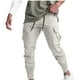 thumbnail image 1 of Pantalones largos para hombre, de color liso, elásticos, ajustados al tobillo, informales, deportivos, transpirables, para hombre, 1 of 3