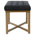 thumbnail image 3 of Tufted Velvet Ottoman - Black : Upholstered Footstool, Metal Legs, Rectangle Shape, 250lb Capacity, 3 of 7