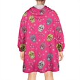 thumbnail image 2 of Wearable Oversized Blanket,Pink Skull Snowflake Pattern Wearable Blanket Hoodie for Adults,Cozy Hooded Blankets with Super Pockets,Super Warm Fuzzy Pullover for Women & Men, 2 of 6