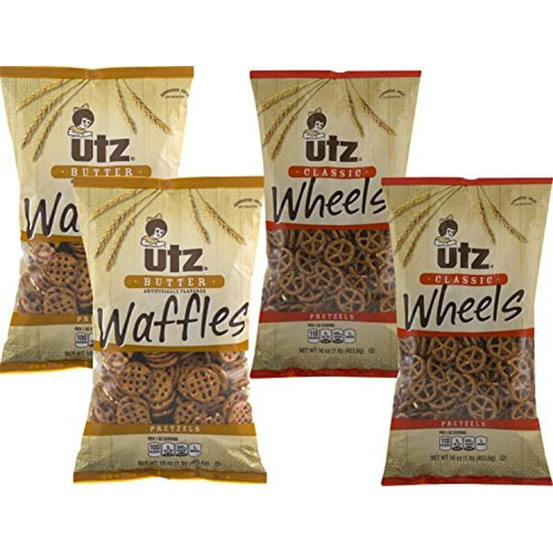 Utz Butter Waffles & Classic Wheels Pretzel Variety 4 Pack