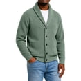 thumbnail image 2 of CHCNHAC Mens V Neck Cardigan Sweater Shawl Collar Button Front Ribbed Knit Long Sleeve Casual Winter Knitwear Outerwear, Army Green, 2 of 6