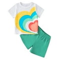thumbnail image 1 of Gibobby Conjunto 2PC de Bebé A Niño Conjunto de ropa de verano para Niñass pequeñas, camisetas de manga corta con estampado(Verde, 3-4 Años), 1 of 5