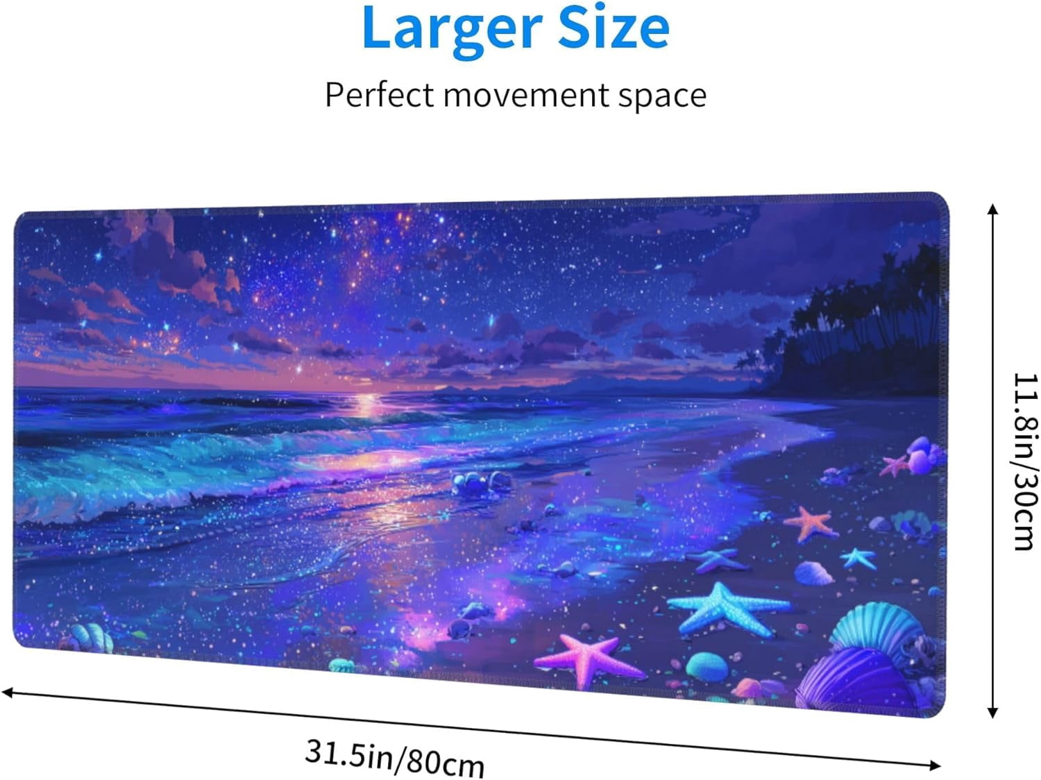 Beach Mouse Pad Extended Large Gaming Mouse Pad XL Stitched Edges for Gamer Home Office 31.5 X 11.8 Inch