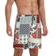 thumbnail image 2 of Balery Patchwork In Country Style Pantalones cortos de pijama de punto de algodón para hombre con cinturilla y bolsillos-Small, 2 of 6