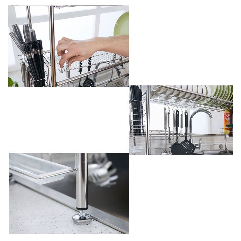 3Pcs Pop And Lock Dish Rack Hooks – Adjustable No-Drill Hooks For Hanging Cups, Bottles, Utensils