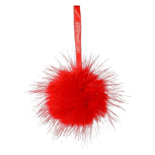 Adornos navideños, adornos navideños, regalos navideños, adornos navideños largos y peludos con pompones para árbol, decoraciones colgantes festivas, colgante de bola de pelos largos