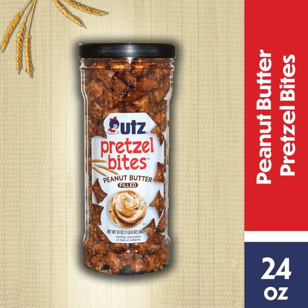 24 oz Utz Peanut Butter Filled Pretzel Bites Barrel