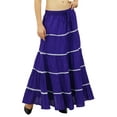 thumbnail image 6 of Bimba Womens Long Flaired Cotton Skirt Boho Maxi Bottoms Elastic Waist Indian Clothing, 6 of 7
