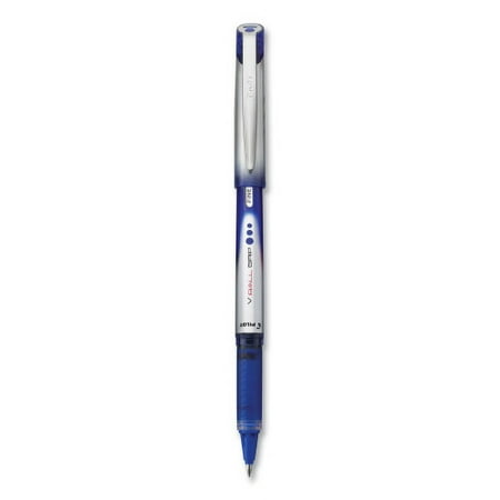 Pilot VBall Grip Liquid Ink Roller Ball Pen, Stick, Fine 0.7 mm, Blue Ink, Blue/Silver Barrel, Dozen