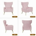thumbnail image 6 of Fijinhom Velvet Wingback Accent Chair with High Back,Golden Legs & Lumbar Pillow,Upholstered Armchair for Living Room & Bedroom,Pink, 6 of 7