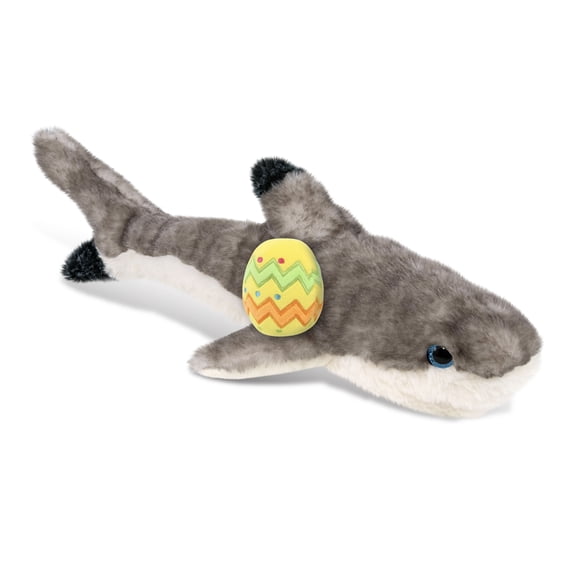 DolliBu Super Soft Blacktip Reef Shark with Yellow Easter Egg Plush - Perfect Shark Stuffed Animals for Easter Basket, Cute Easter Egg Stuffed Animal Spring Toys for Girls, Boys, and Babies - 16 Inch
