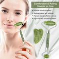 thumbnail image 4 of Rodillo Gua Sha y Jade de una pieza, rodillo facial, herramienta de aseo con rodillo facial, masaje facial de cuarzo rosa Baimei, masajeador de ojos y cuello (verde), 4 of 5