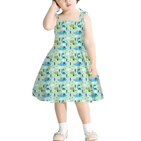 

PEASKJP Yellow Dress Girls Toddler Girl Short Sleeve A-Line Short Sleeve Flutter Casual Ruffled Tuller Dress Green 5-6 Years