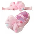 thumbnail image 2 of Baby Girl Net Yarn Bowknot Princess Shoes Headband Set- Toddler Soft Sole Walking Shoes Headband Set, 2 of 7