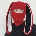 thumbnail image 2 of Fgnfyis Rabbit Ear Hat Autumn and Winter Neck Knitted Hat Bomber Hats Red, 2 of 6