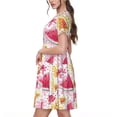 thumbnail image 2 of Honeii Watermelon Print Women’s Short Sleeve Dress, Comfortable Casual Dress, Soft Polyester Spandex Blend, Stylish Everyday Wear for Summer, Perfect for Travel and Vacation, 2 of 6