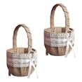 thumbnail image 3 of 2pcs Wedding Linen Lace Basket Rustic Burlap Bowknot Basket for Ceremony Engagement Party, 3 of 3
