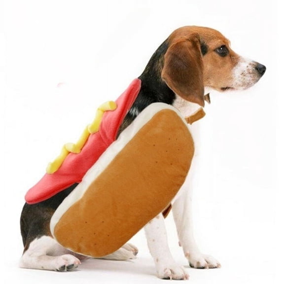 Sruoe Halloween Dog Costumes, Red M Hot Dog Costume 12.5in, 12-25lbs Funny Novelty Hotdog Costume, Easy Wear Pet Spoof Clothes for Multi-Holiday Party Decor Halloween Costumes
