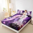 thumbnail image 3 of Manfei Dreamy Flower Lady Bed Sheets,Pretty Butterfly Full Size Sheets,Purple,4 Pieces,1 Flat Sheet, 1 Fitted Sheet and 2 Pillowcases, 3 of 6